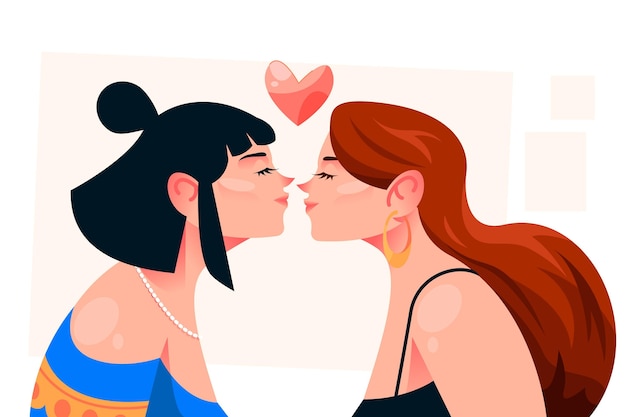 Bacio lesbico dal design piatto
