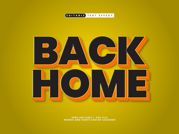 back home effetto di testo modificabile in stile di testo semplice e moderno