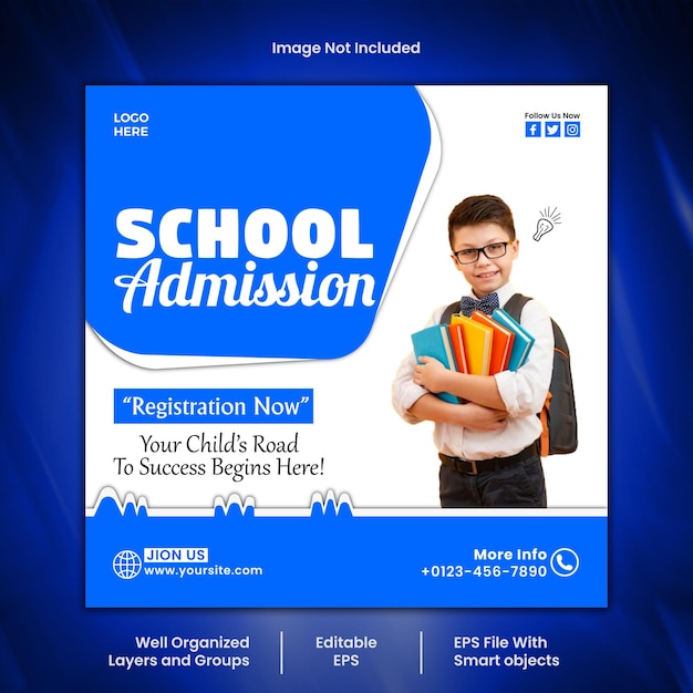 Back to school banner di social media o modello di post su Instagram