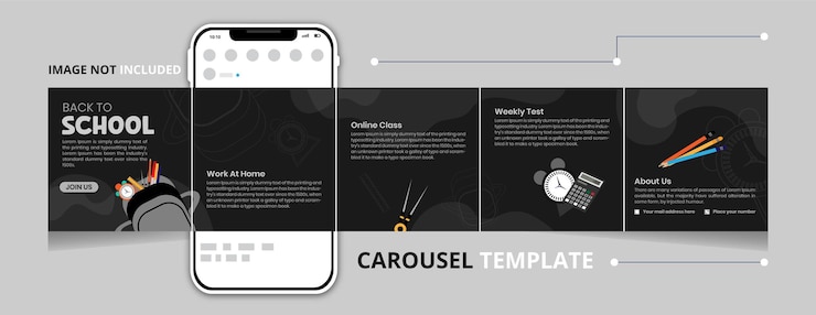 Vettore back to school carousel template social media post design creativo con elements