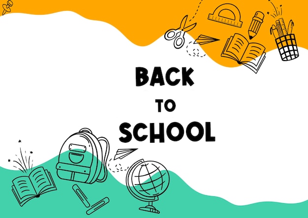 back to school flat design banner e elementi di icona del libro