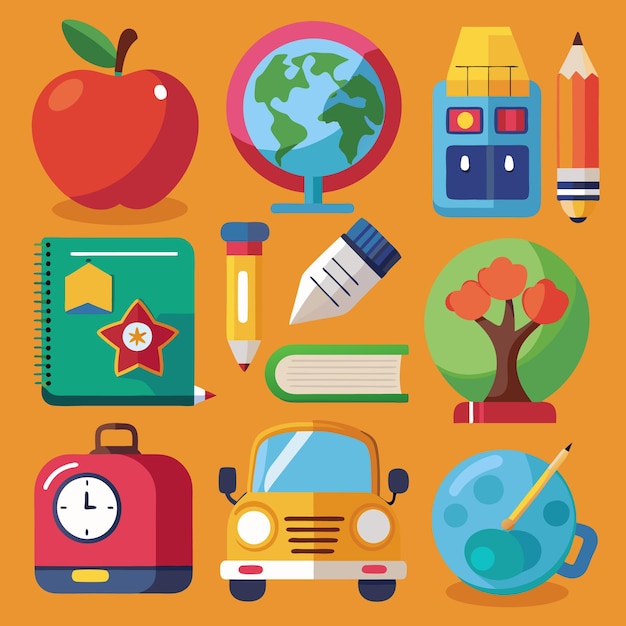Back to School Icons Illustrazioni educative carine e colorate