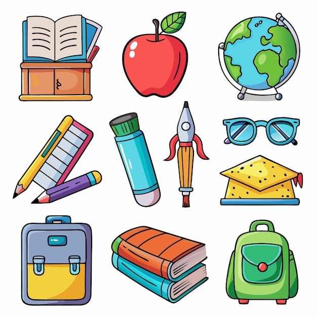 Back to School Icons Illustrazioni educative carine e colorate