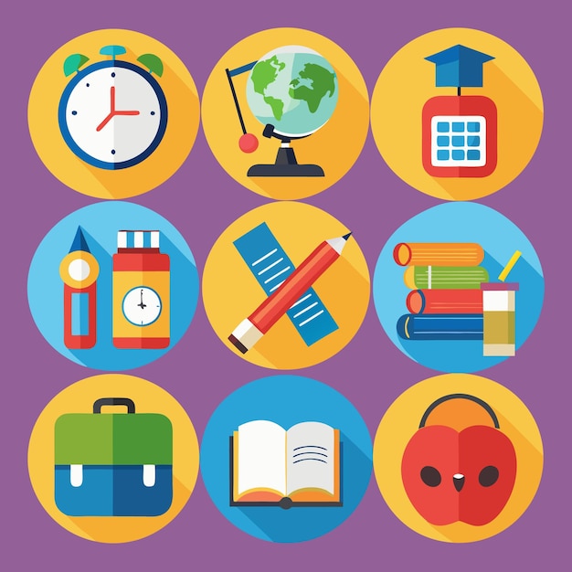 Back to School Icons Illustrazioni educative carine e colorate
