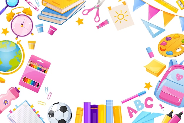 Back to school sfondo con simboli diversi
