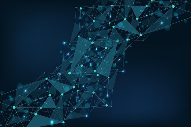 Background della connessione di rete astratto Background della tecnologia di rete con punti e linee