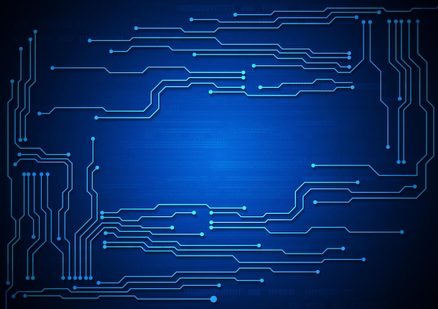 Background di tecnologia dei circuiti con sistema di connessione di dati digitali hitech e progettazione elettronica informatica