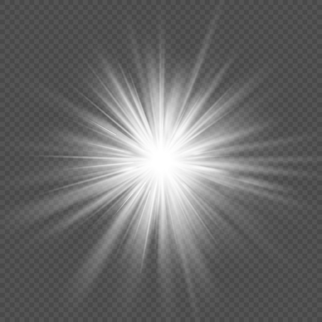 Bagliore bianco scoppio bagliore esplosione effetto luce trasparente.