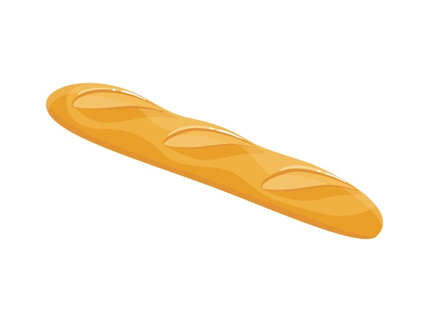 Baguette francese rotolo di pane tradizionale Illustrazione alimentare animata luminosa per la pubblicità di panetterie