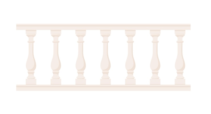 Vettore balaustra in pietra con balaustre per la scherma recinzione del palazzo corrimano del balcone con pilastri ringhiera decorativa elemento di architettura del castello illustrazione vettoriale piatta isolata su sfondo bianco