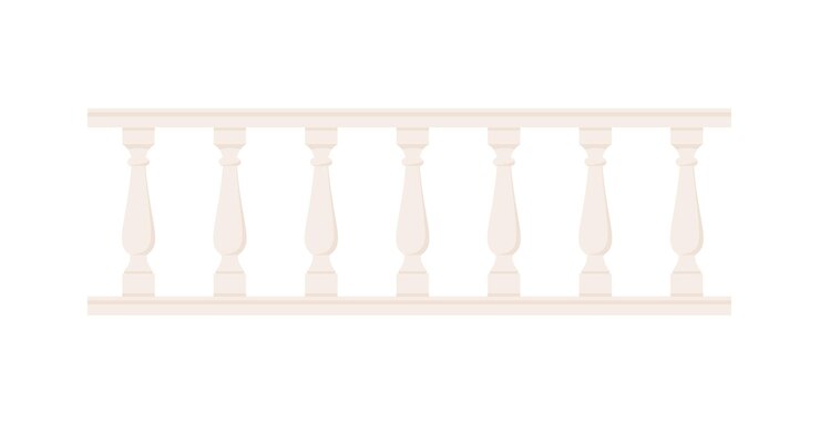 Vettore balaustra in pietra con balaustre per la scherma recinzione del palazzo corrimano del balcone con pilastri ringhiera decorativa elemento di architettura del castello illustrazione vettoriale piatta isolata su sfondo bianco