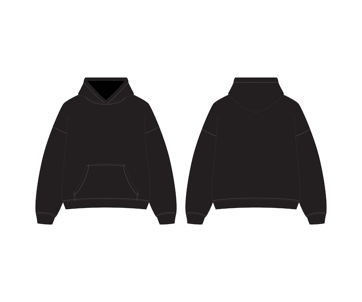 Vettore balck hoodie template hoodie sweatshirt a maniche lunghe hoody design flat fashion template streetwear