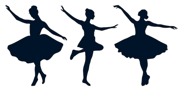 Ballerina o donna Silhouette danzanti Arte vettoriale