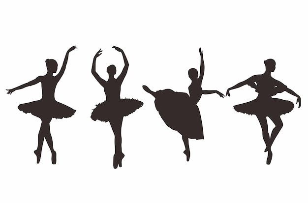 ballerina silhouette balletto danza posa icona sfondo bianco