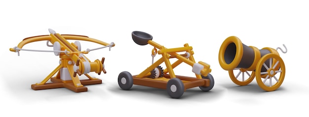 Ballista cannone catapulta 3D set di armi di diverse epoche