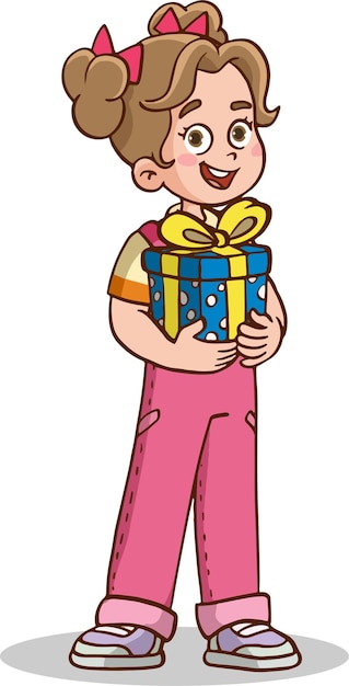 bambina carina con carta da regalo tra le braccia
