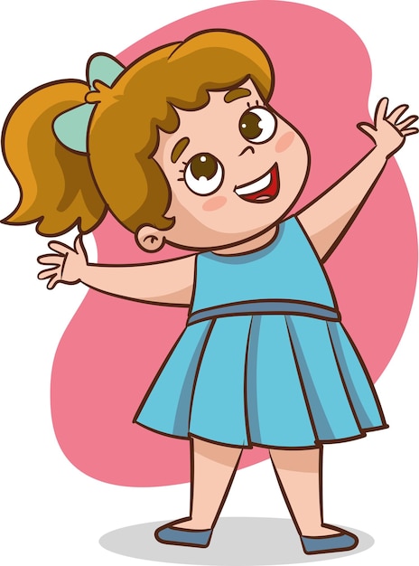 bambina grassa felice malata bambina in piedi vettore