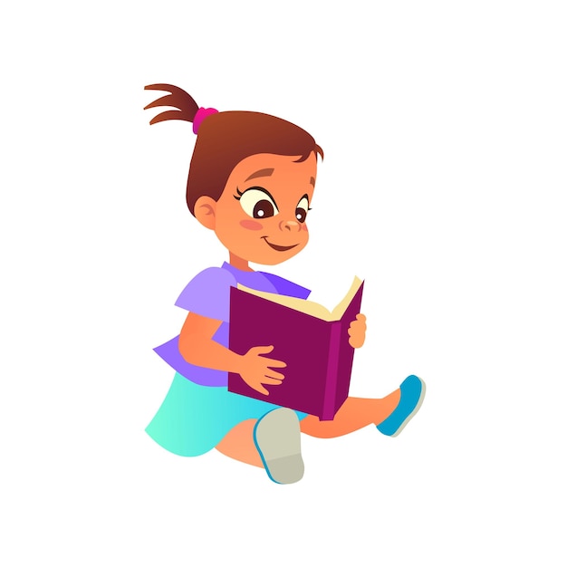 Bambina seduta a leggere un libro Ragazza di lettura
