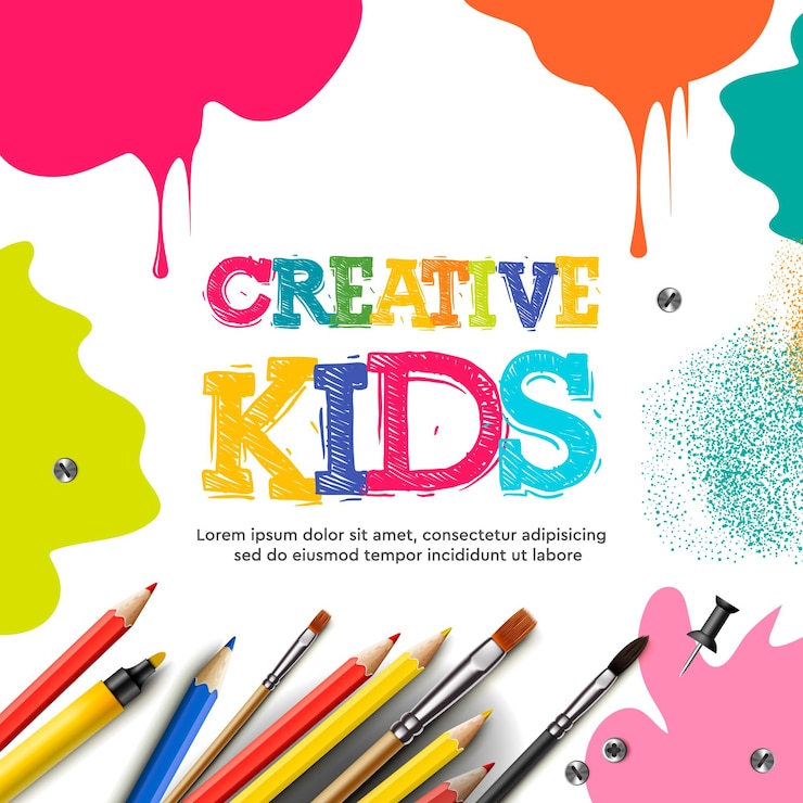 Vettore bambini arte artigianato educazione creatività concetto di classe illustrazione vettoriale