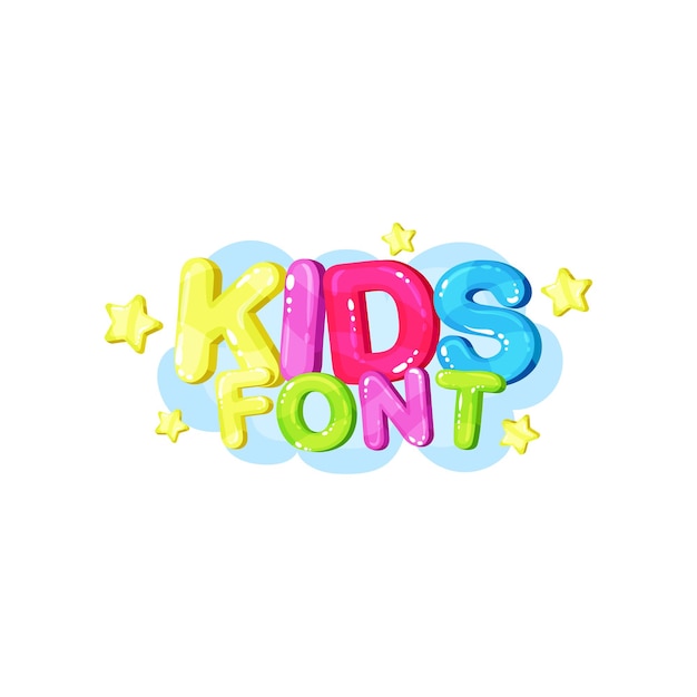 Bambini carattere luminoso lucido colorato logo vettoriale illustrazione su sfondo bianco