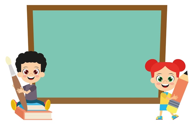 Bambini carini davanti alla lavagna della scuola