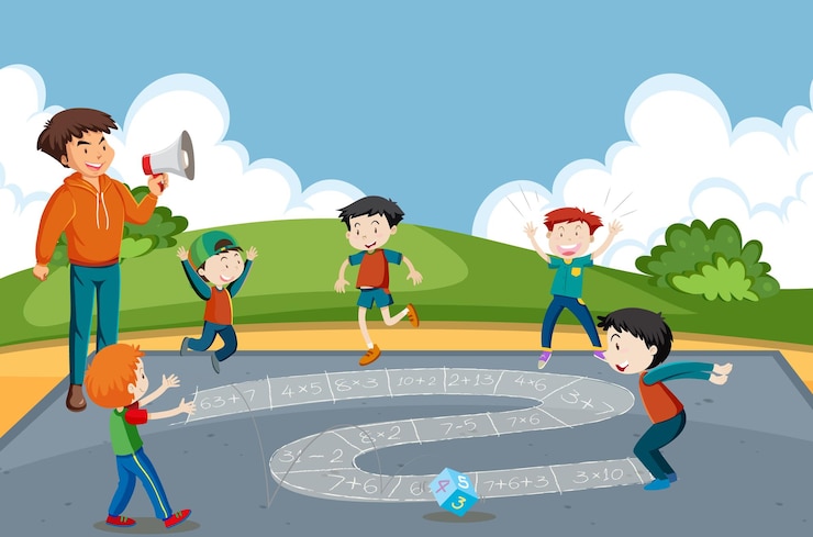 Vettore bambini che fanno attività fisica