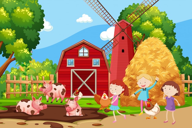 Bambini che giocano nei terreni agricoli