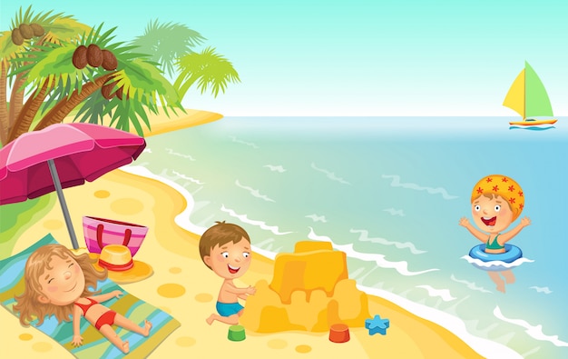 Bambini che giocano sulla spiaggia