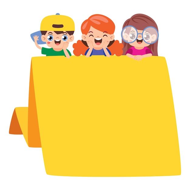Bambini con la bolla del linguaggio origami