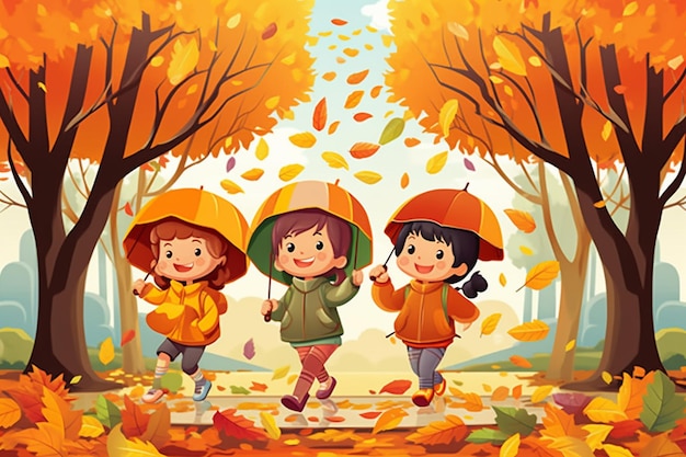 Vettori e Illustrazioni di Autunno Bambini con download gratuito | Freepik
