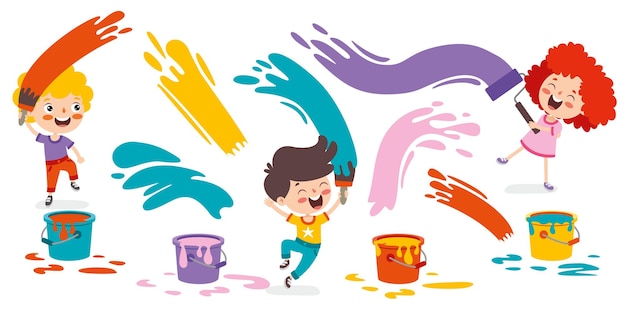 Bambini divertenti da colorare e dipingere