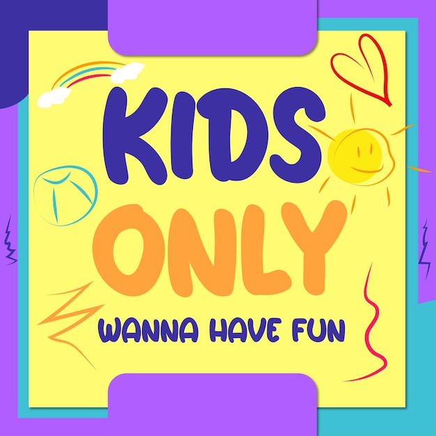 Bambini divertenti modello colorato social media astratto viola blu