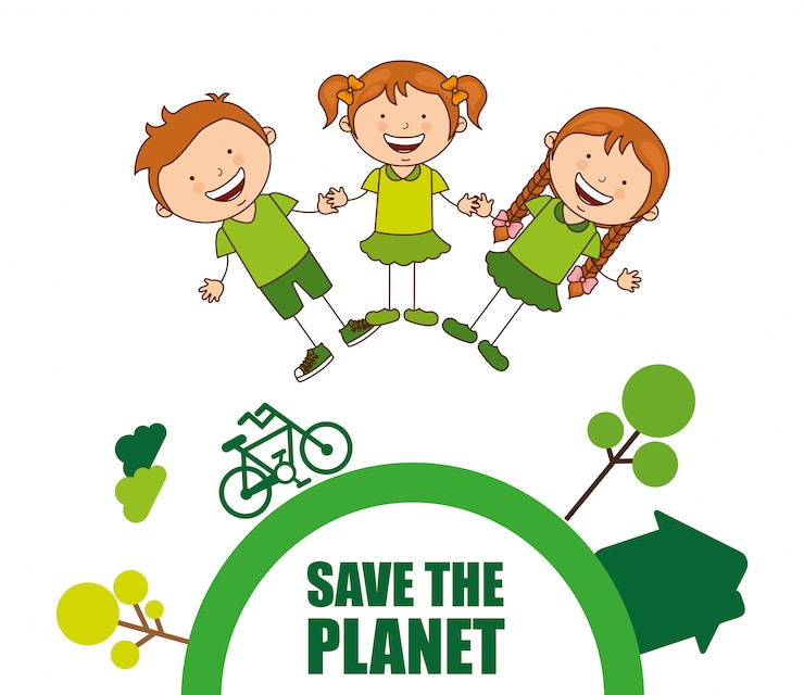 Vettore bambini ecologici