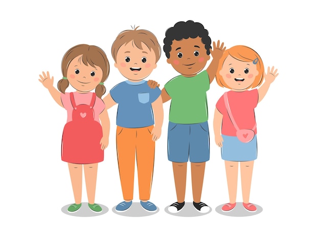 Bambini felici. Diversi ragazzi e ragazze carini insieme.