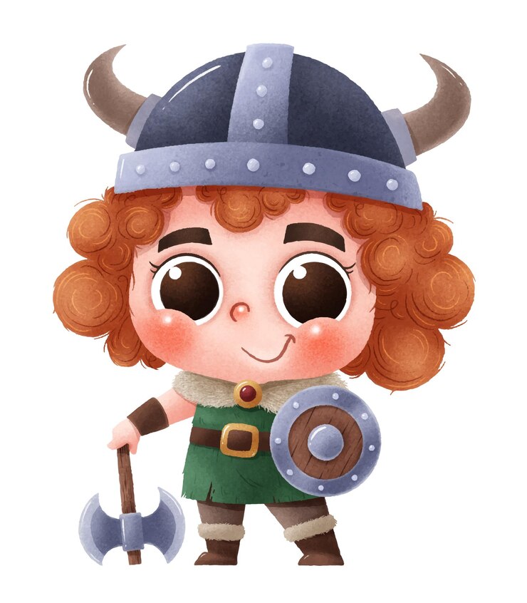 Bambini svegli del fumetto. Costume da bambino vichingo.