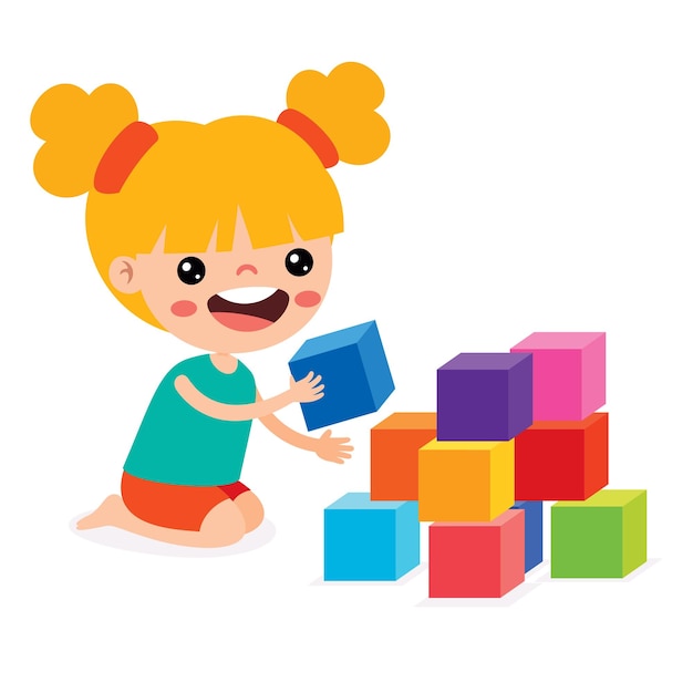 Bambino che gioca con i blocchi di costruzione