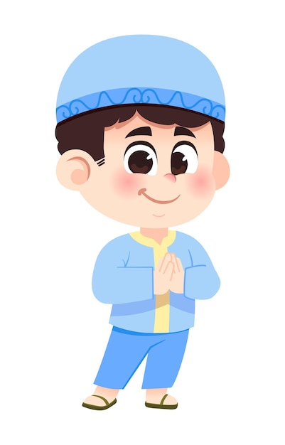 Bambino musulmano che saluta l'Eid Mubarak