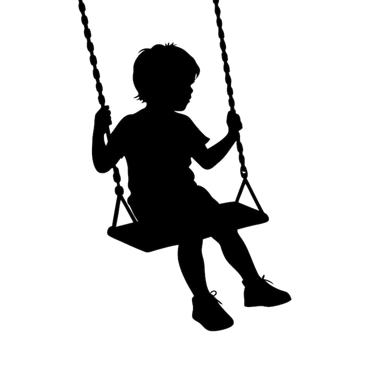 Vettore bambino su un'altalena