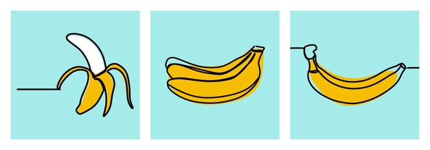 Banana fruit minimal oneline linea continua arte premium vector