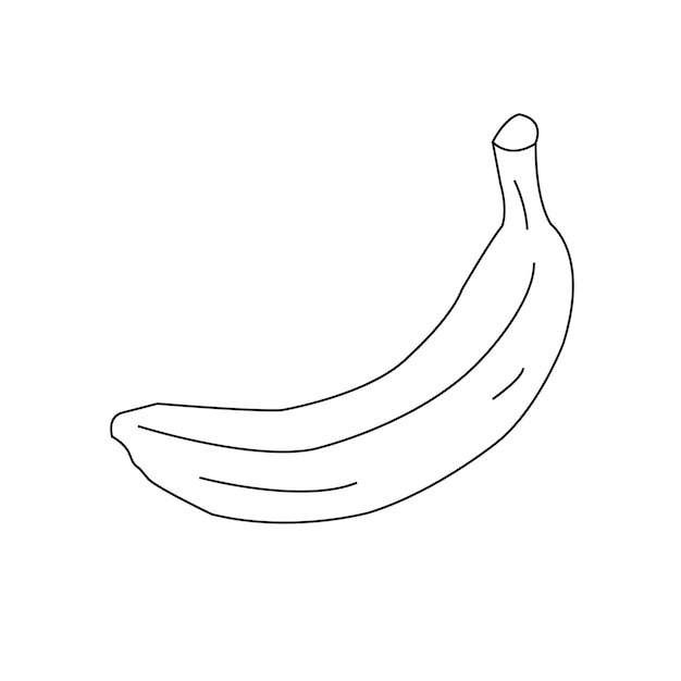 Banana nera in stile vintage su bianco per la linea nera per le illustrazioni vincitore