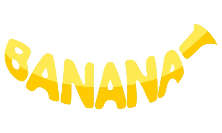 Vettore banana nome di un frutto sotto forma di un logo di frutta creativo e originale per la vostra attività o azienda logotipo illustrazione vettoriale