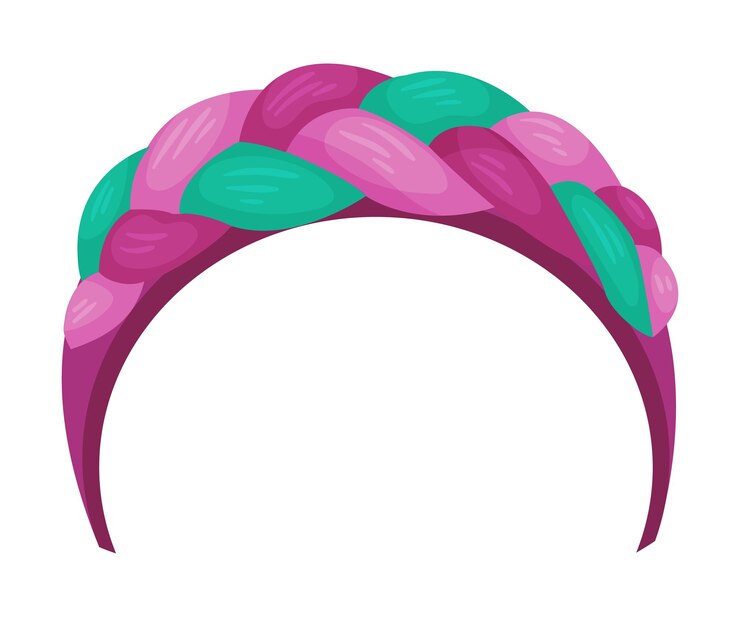 Vettore banda per la testa femminile con nastro intrecciato per fare illustrazioni vettoriali dei capelli