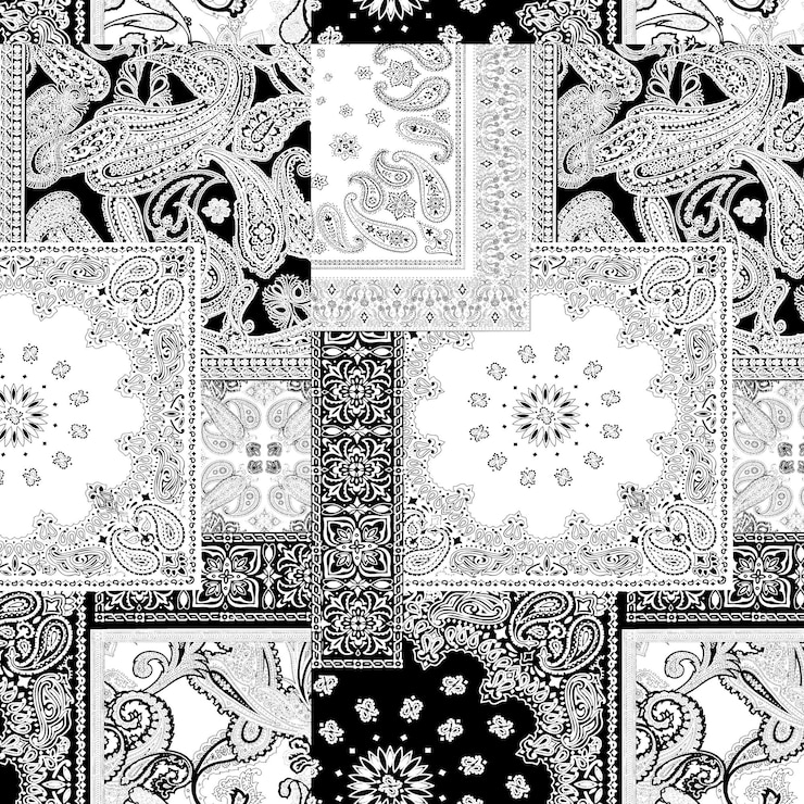 Vettore bandana paisley fazzoletto modello di progettazione stile vintage sfondo vettoriale modello etnico senza cuciture di paisley e rami floreali decorativi