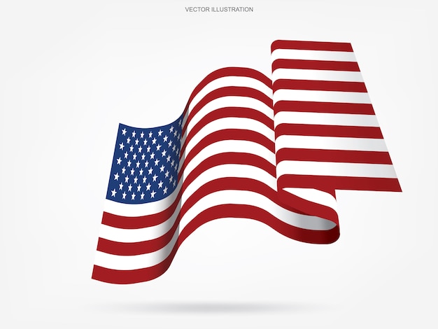 Bandiera americana astratta su sfondo bianco.
