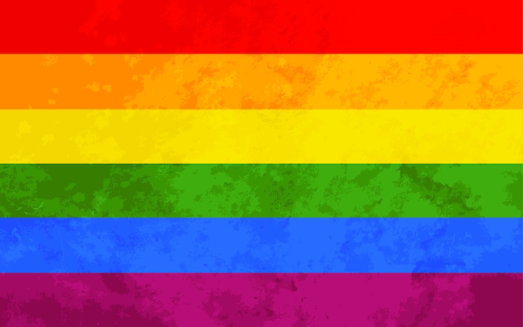 Vettore bandiera arcobaleno con trama, sfondo lgbt