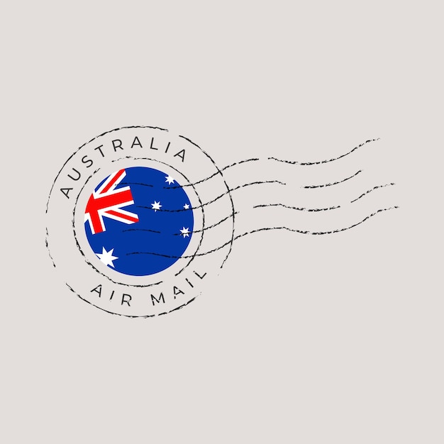 bandiera australiana timbro postale illustrazione vettoriale bandiera nazionale isolata su sfondo chiaro