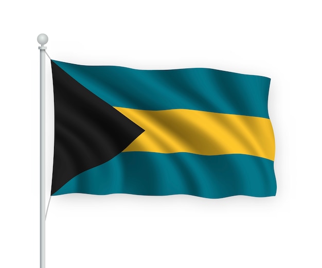 bandiera Bahamas sul pennone isolato su bianco