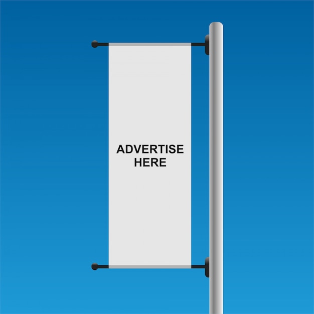 Bandiera bianca pubblicità su sfondo blu
