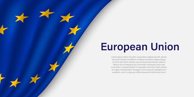 Bandiera d'onda dell'Unione europea su sfondo bianco