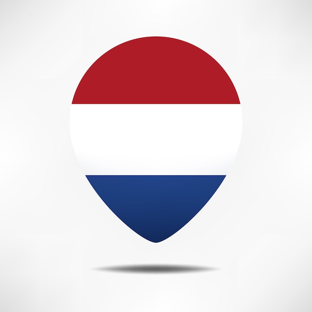Bandiera dei puntatori della mappa olandese con bandiera ombra Pin